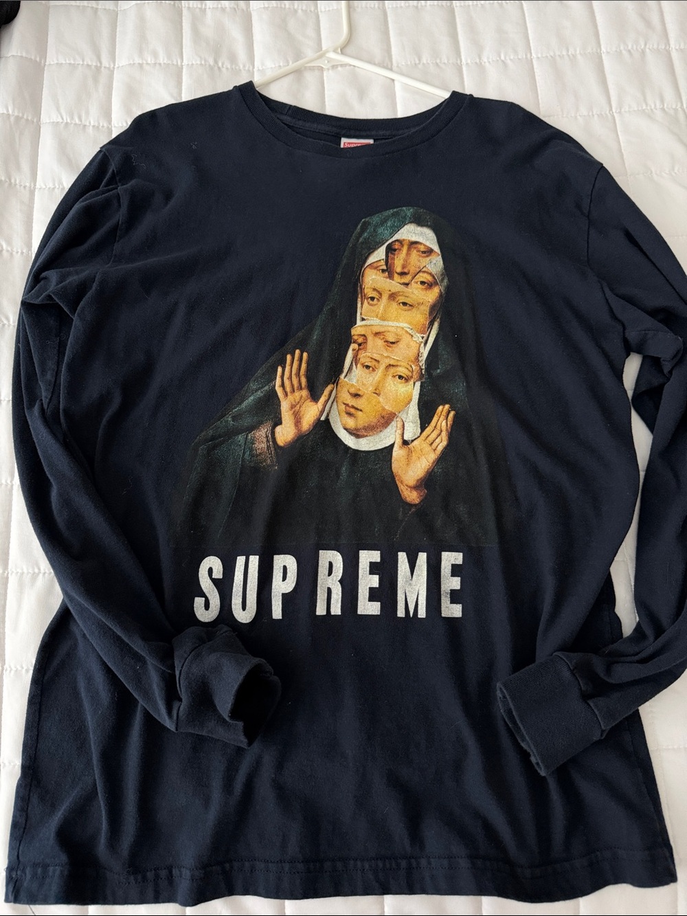 Supreme Black Long-Sleeve with Multi-Tone Religious Graphic